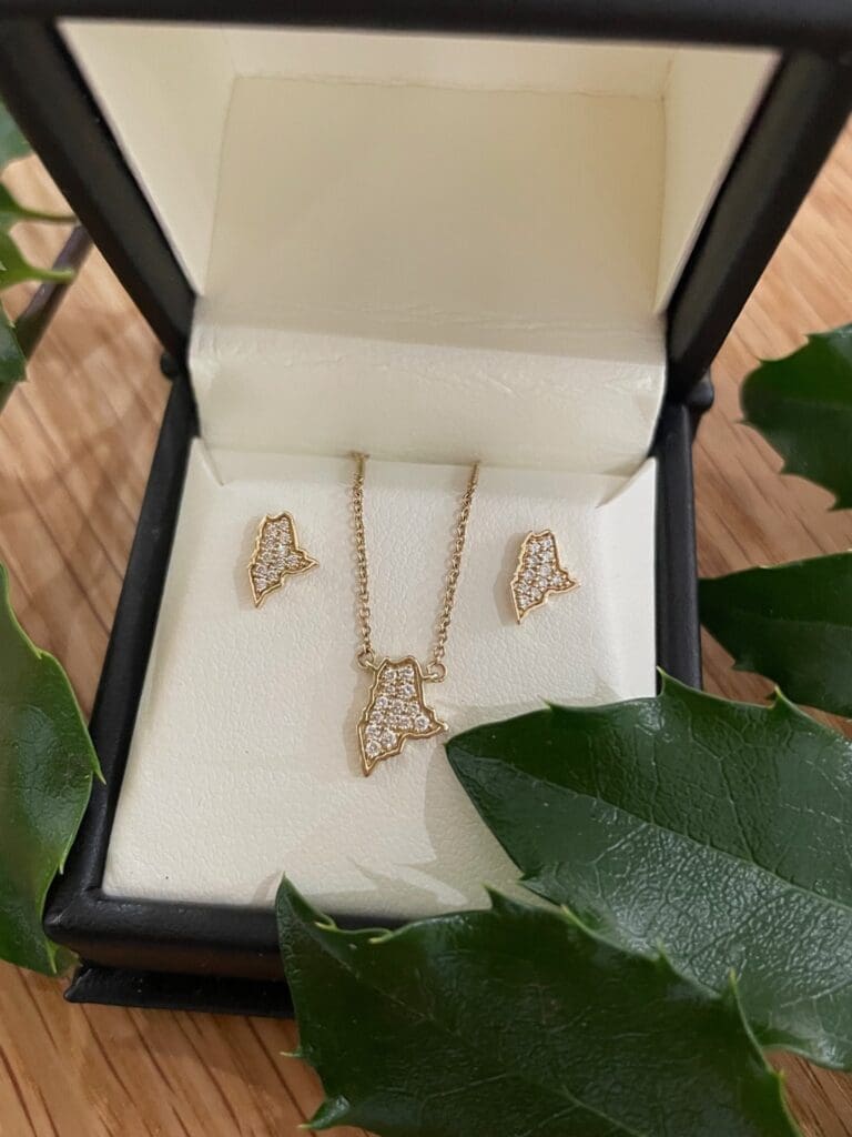 Maine State diamond jewelry set Maine state diamond jewelry